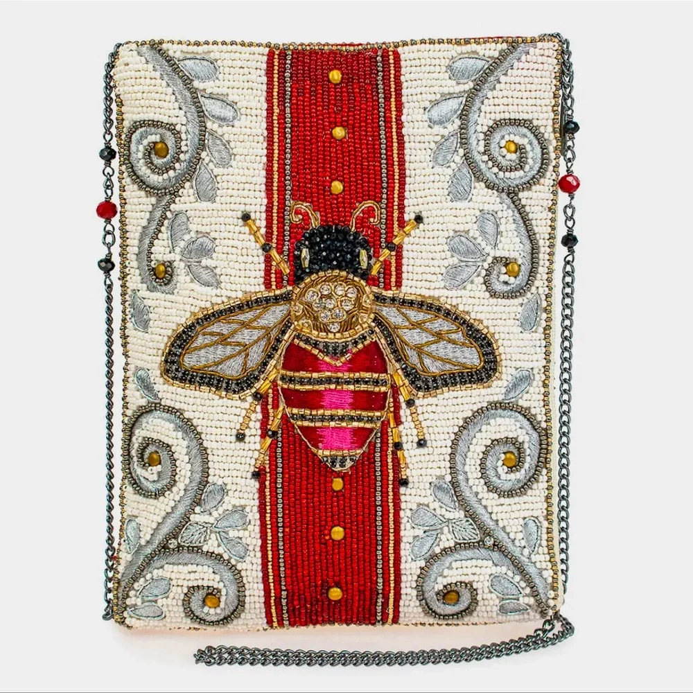 Mary Frances - Royal Bee Beaded Mini Crossbody Handbag
